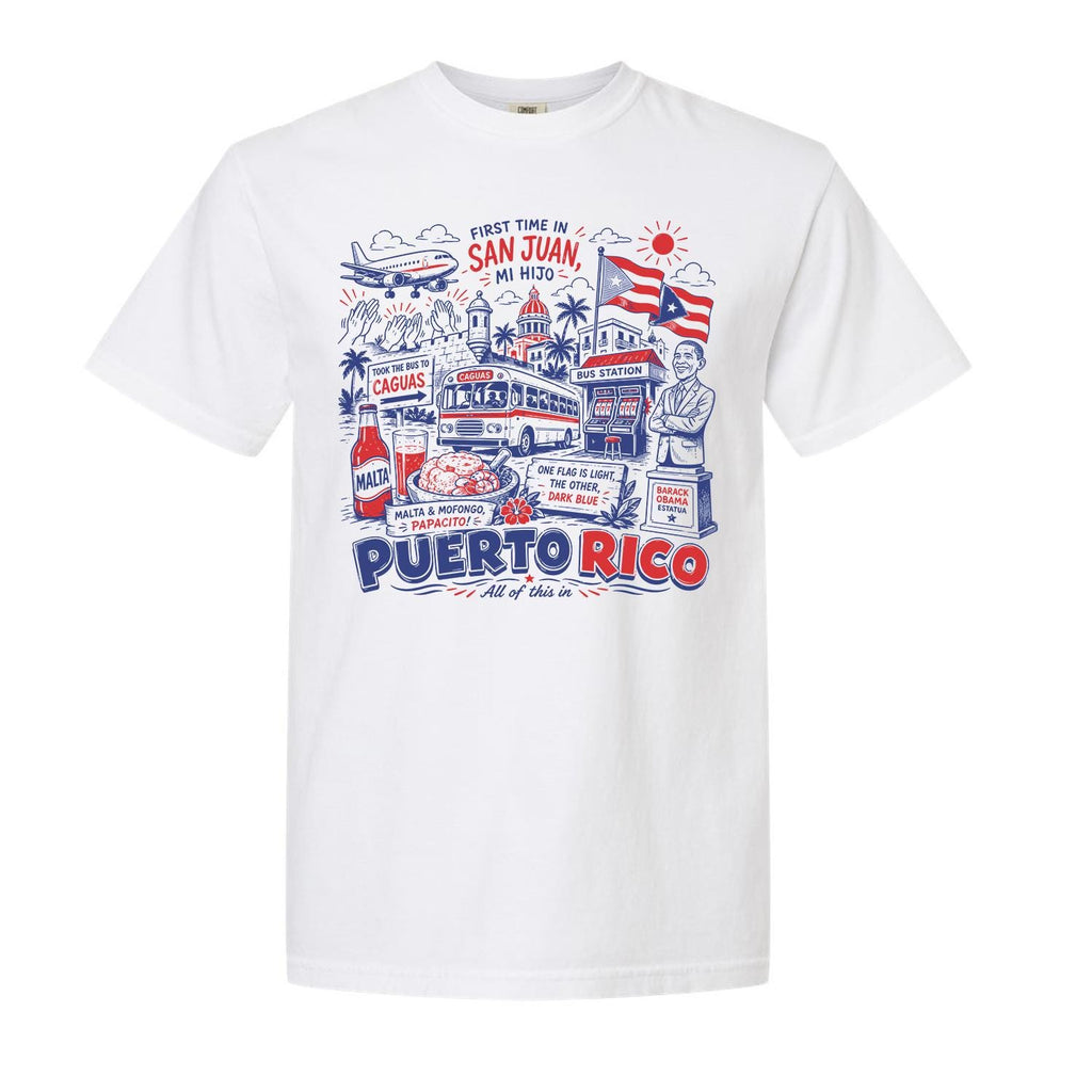 First Time In Sen Juan Puerto Rico T-Shirt - Viral Meme Song - Wedding, Vacation, Puerto Rican Boricua Pride Gif