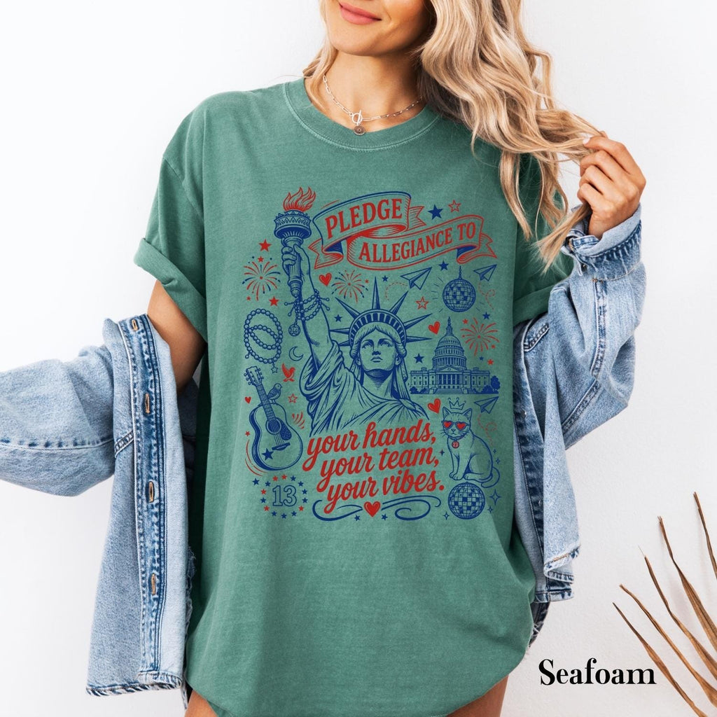 Pledge Allegiance Shirt, Patriotic Graphic Tee for Music Lovers, 4th of July Team Vibes