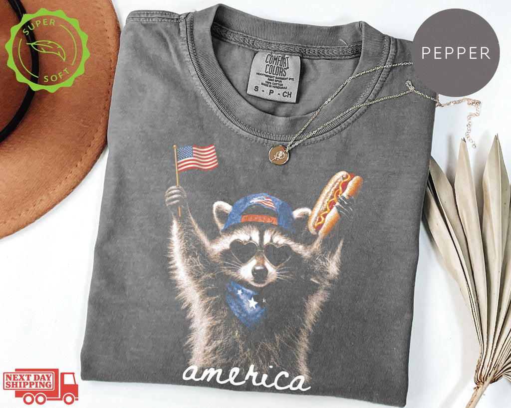 Feral Raccoon Shirt, Patriotic USA Tee, Funny Independence Day Apparel