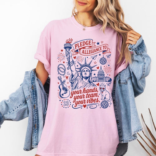 Pledge Allegiance Shirt, Patriotic Graphic Tee for Music Lovers, 4th of July Team Vibes