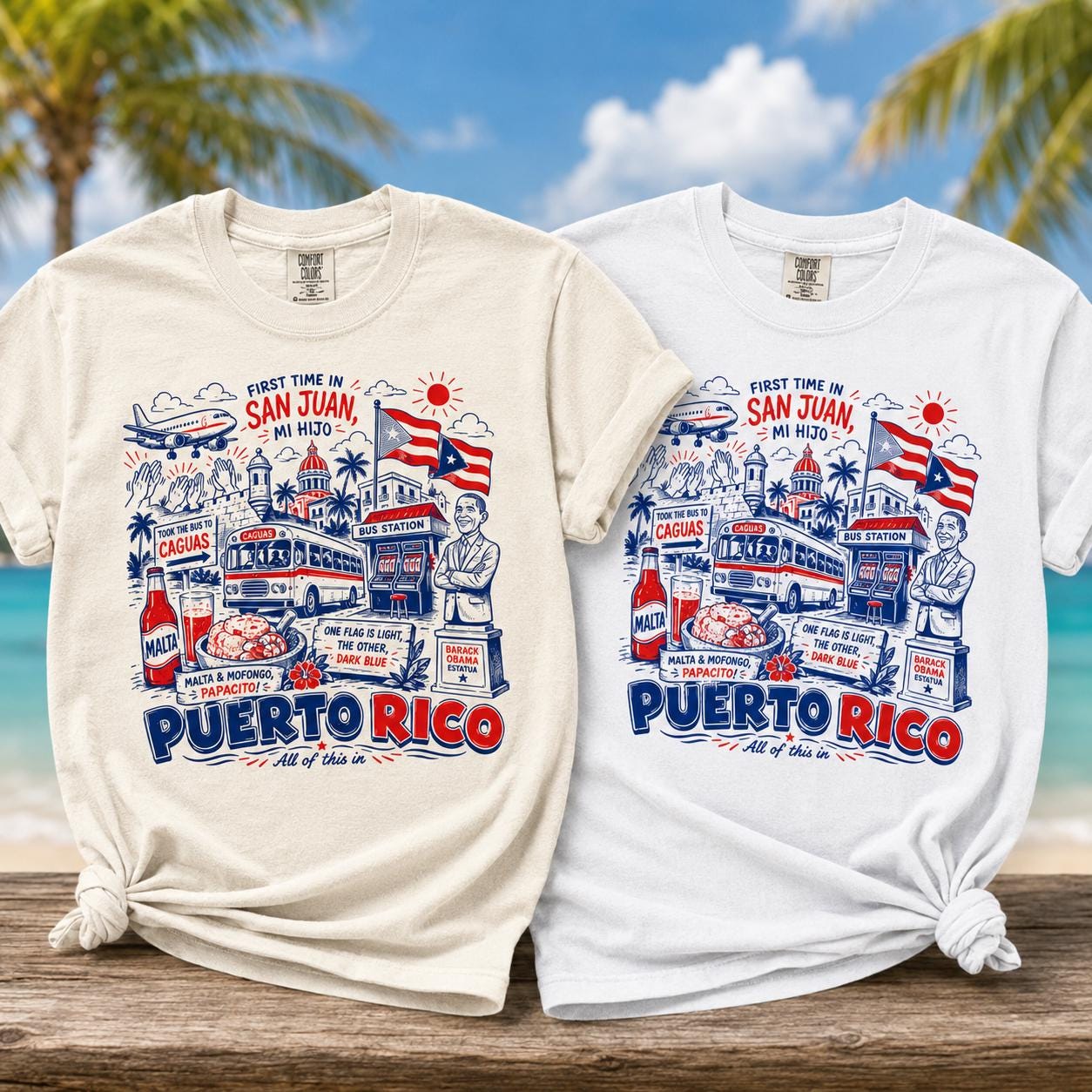 First Time In Sen Juan Puerto Rico T-Shirt - Viral Meme Song - Wedding, Vacation, Puerto Rican Boricua Pride Gif