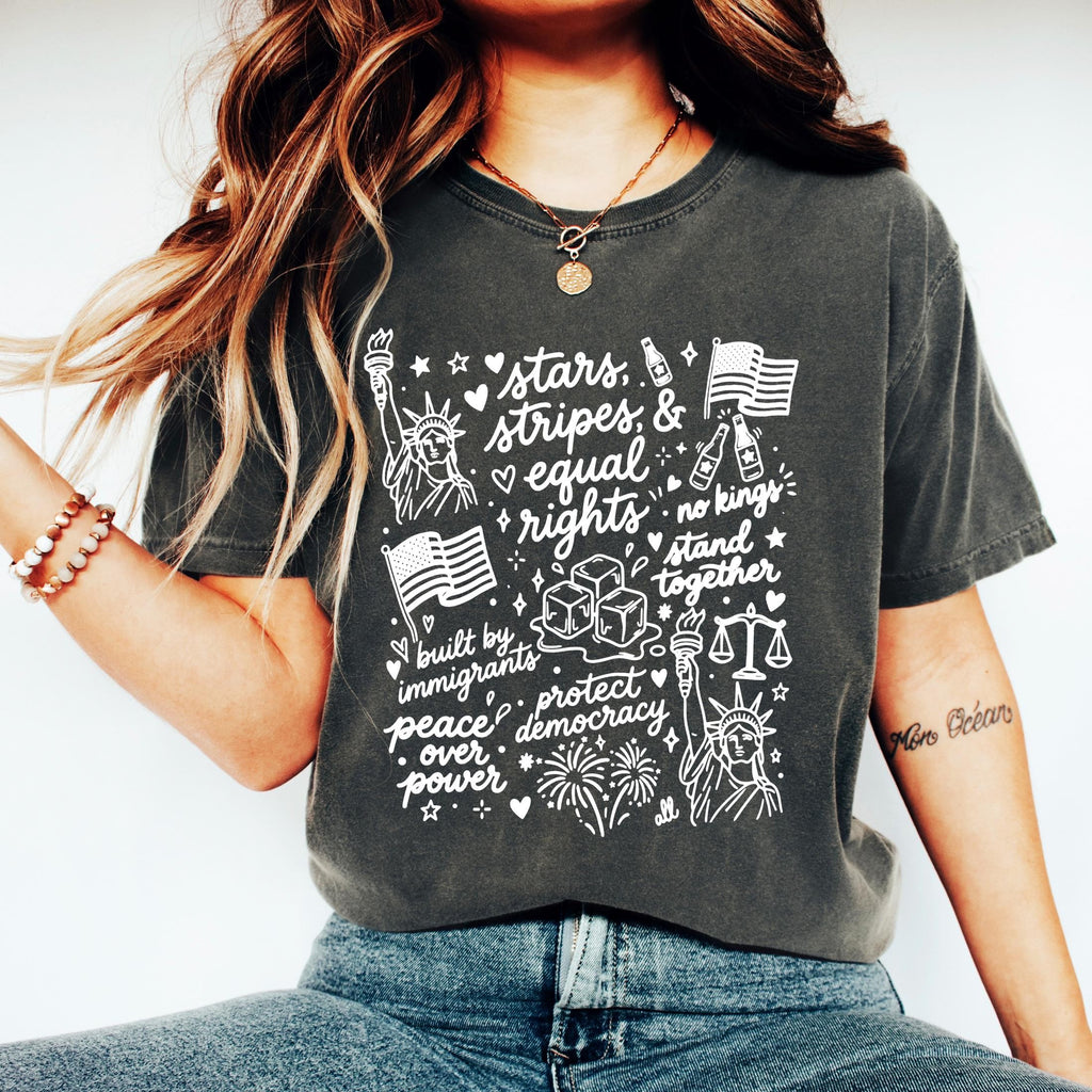 Liberal 4th of July Shirt, Doodle USA Political Tee, Anti Independence Day, Equal Rights, Anti Ice, Peace, Resist Tee, 4th Of July Shirt