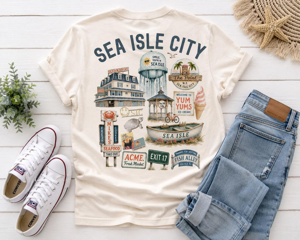 Sea Isle City Vintage Graphic T-Shirt, Coastal Beach Tee