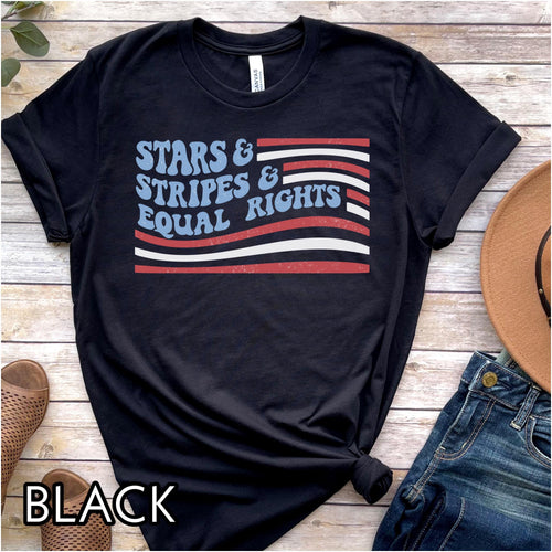 Liberal 4th of July Shirt, Stars and Stripes and Equal Rights shirt USA Flag shirt