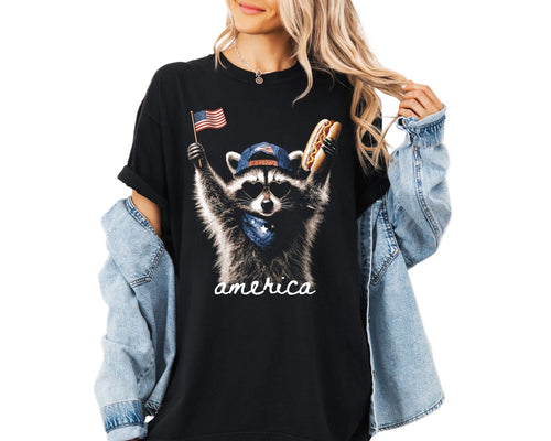 Feral Raccoon Shirt, Patriotic USA Tee, Funny Independence Day Apparel