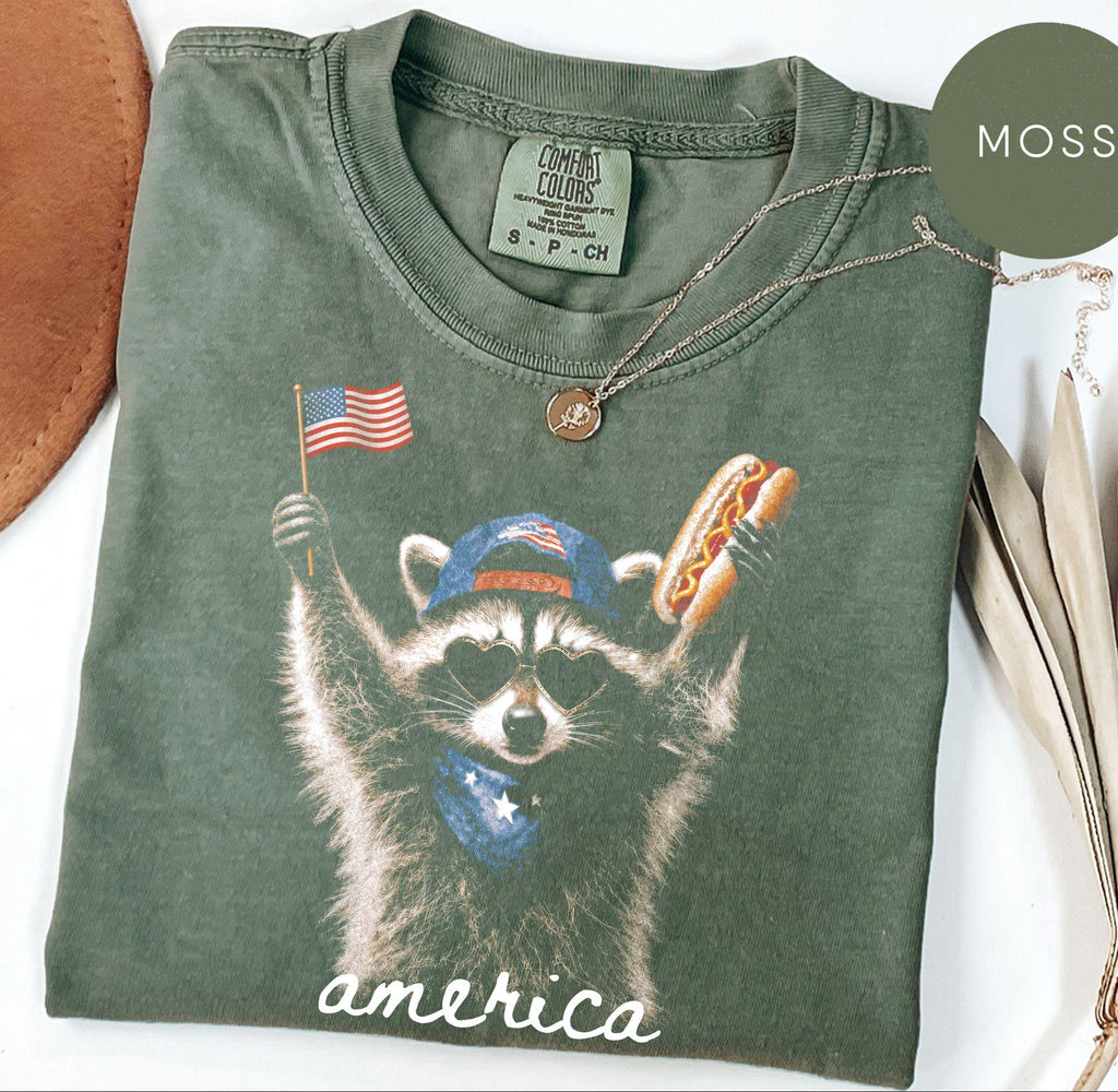 Feral Raccoon Shirt, Patriotic USA Tee, Funny Independence Day Apparel