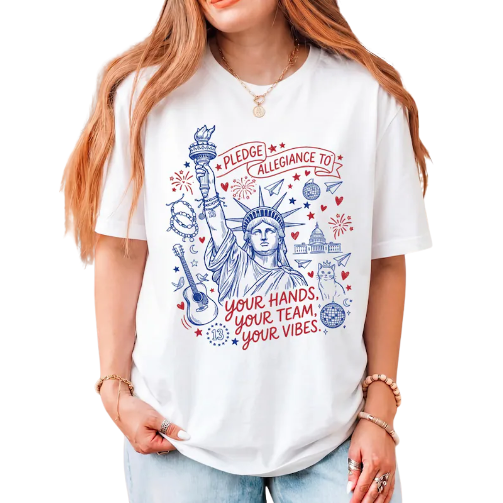 Pledge Allegiance To Your Hands Your Team Your Vibes Comfort Colors Shirt, 4th of July Shirt, 1776 USA Flag Tee, 250 Years of America Shirt